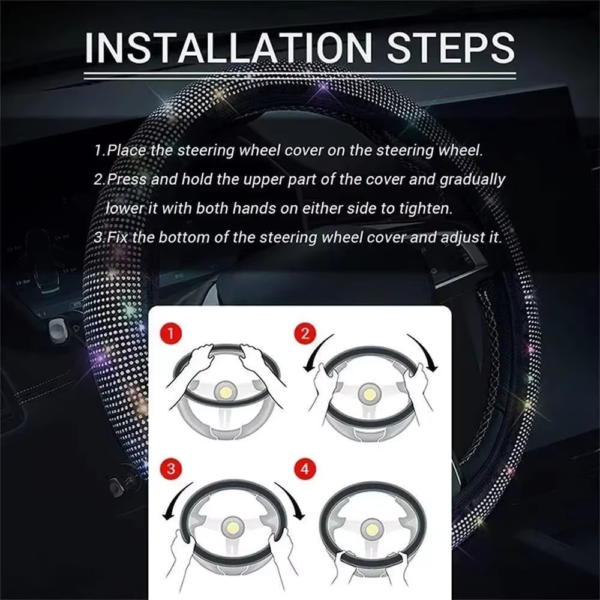 Luxury Bling Rhinestone Steering Wheel Cover – Sparkling Crystal Car Accessory & Protector - Image 7