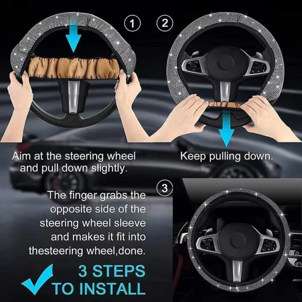 Luxury Bling Rhinestone Steering Wheel Cover – Sparkling Crystal Car Accessory & Protector - Image 6