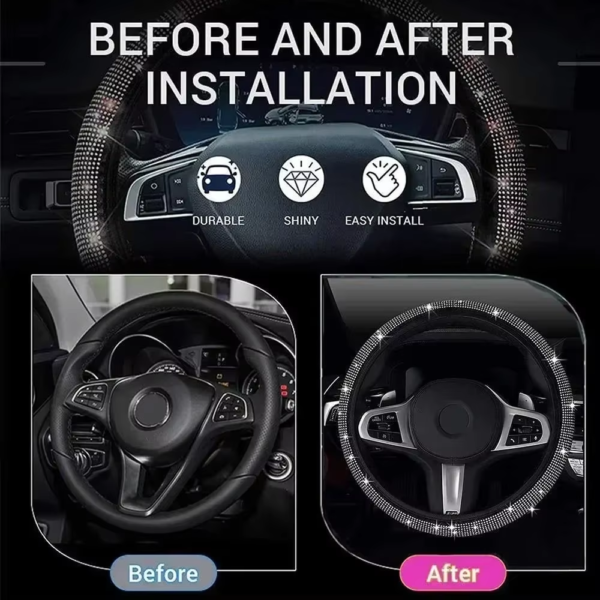 Luxury Bling Rhinestone Steering Wheel Cover – Sparkling Crystal Car Accessory & Protector - Image 5