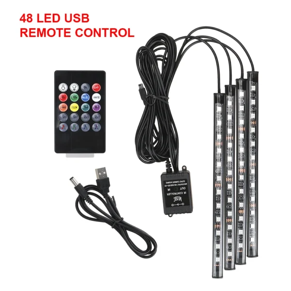 LED Car Footwell Lights – Remote & Voice Control Ambient Atmosphere Lamp (24-72 LED) - Image 3