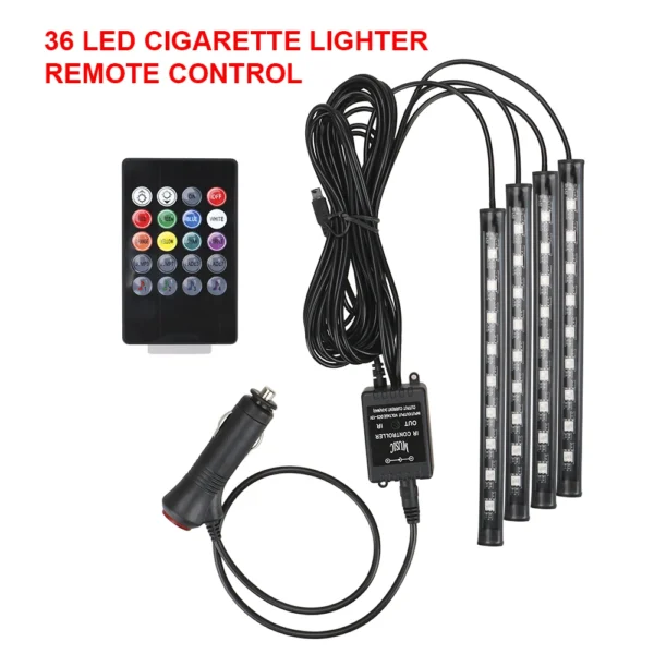 LED Car Footwell Lights – Remote & Voice Control Ambient Atmosphere Lamp (24-72 LED) - Image 4