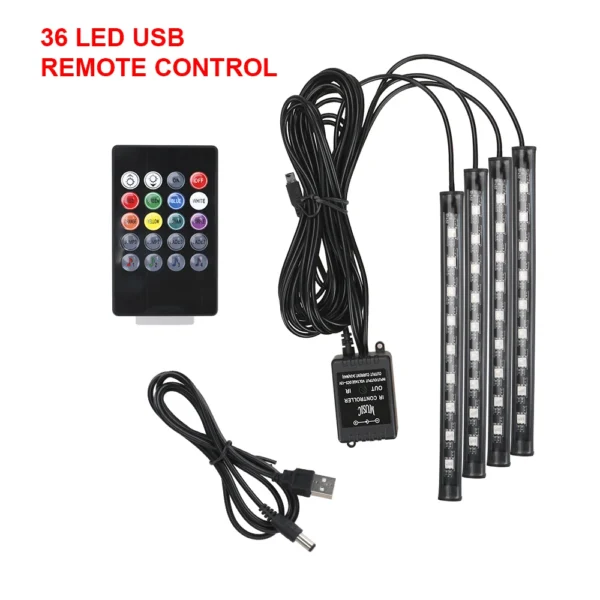 LED Car Footwell Lights – Remote & Voice Control Ambient Atmosphere Lamp (24-72 LED) - Image 5