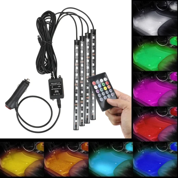 LED Car Footwell Lights – Remote & Voice Control Ambient Atmosphere Lamp (24-72 LED)