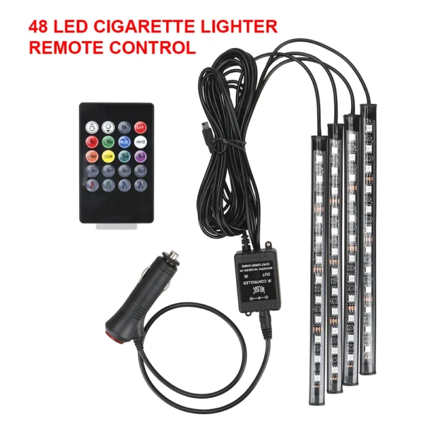 LED Car Footwell Lights – Remote & Voice Control Ambient Atmosphere Lamp (24-72 LED) - Image 2